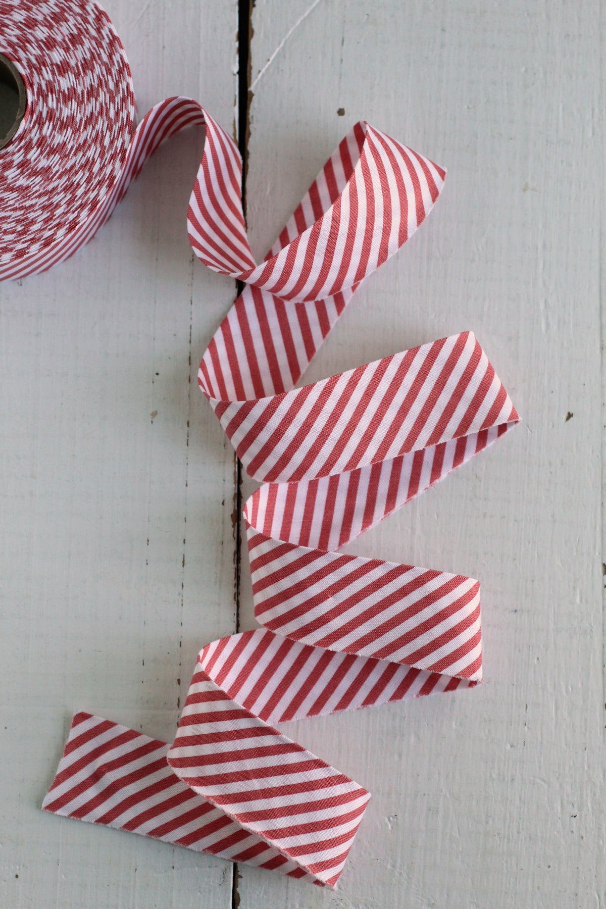 Vintage Red Stripe Bias Quilt Binding