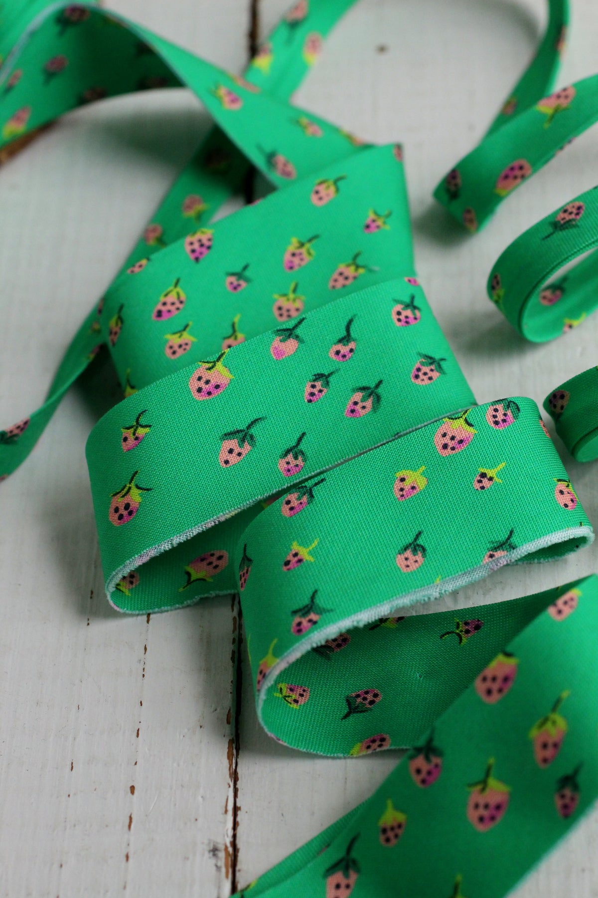Field Strawberries Jade Bias Tape & Bias Quilt Binding Heather Ross