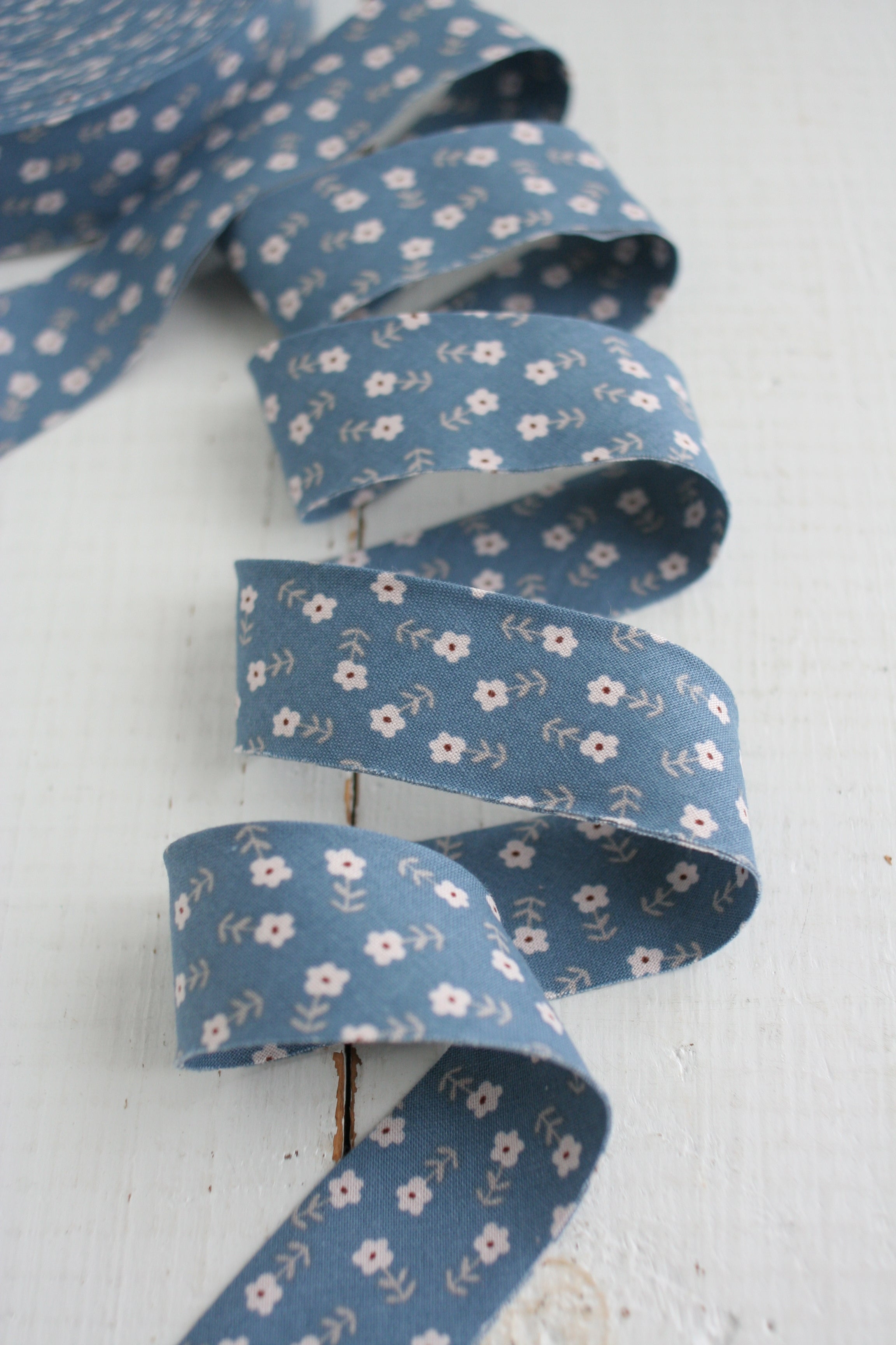Dark Blue Cottage Floral Bias Tape & Bias Quilt Binding