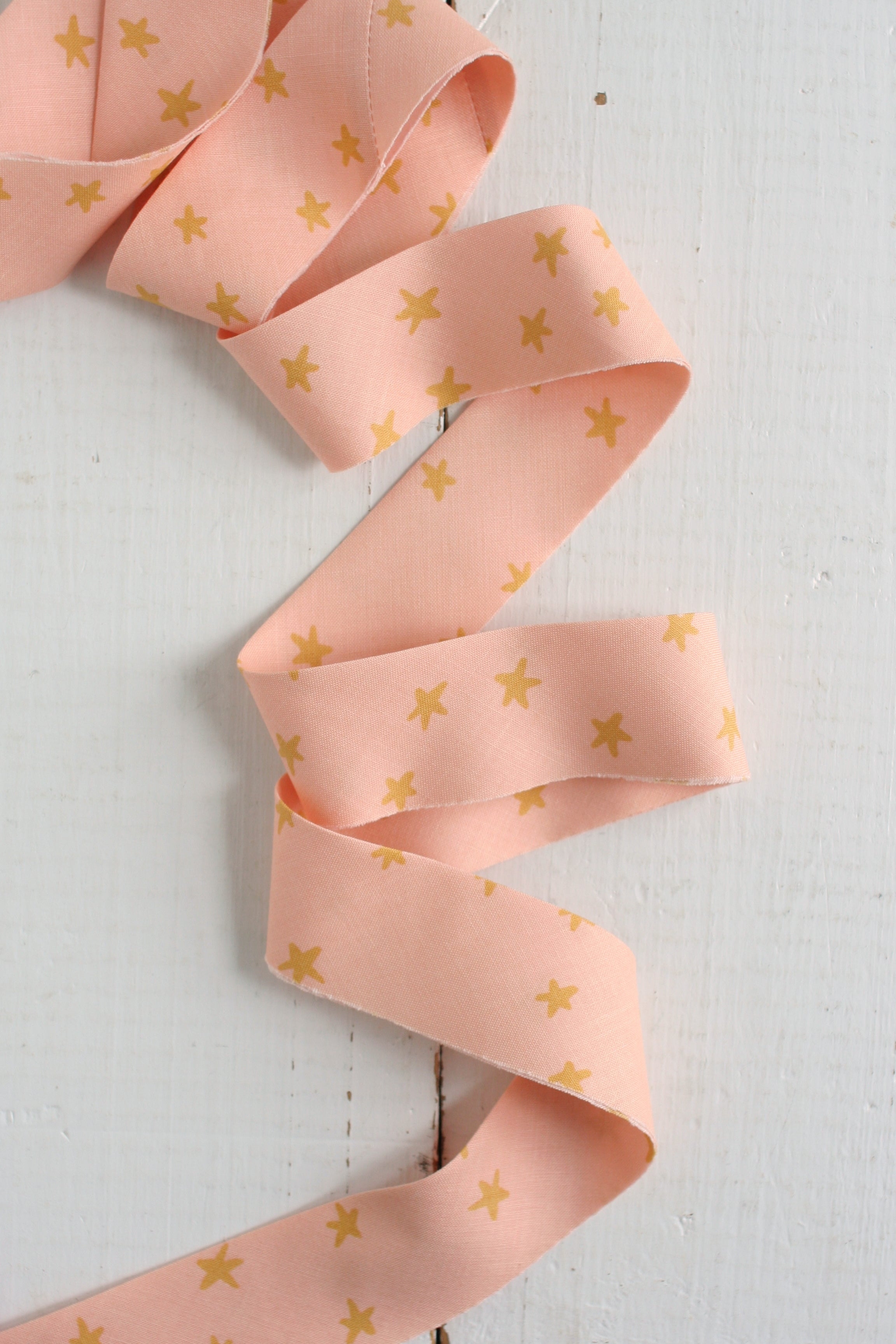 SALE Starry Peach Bias Quilt Binding