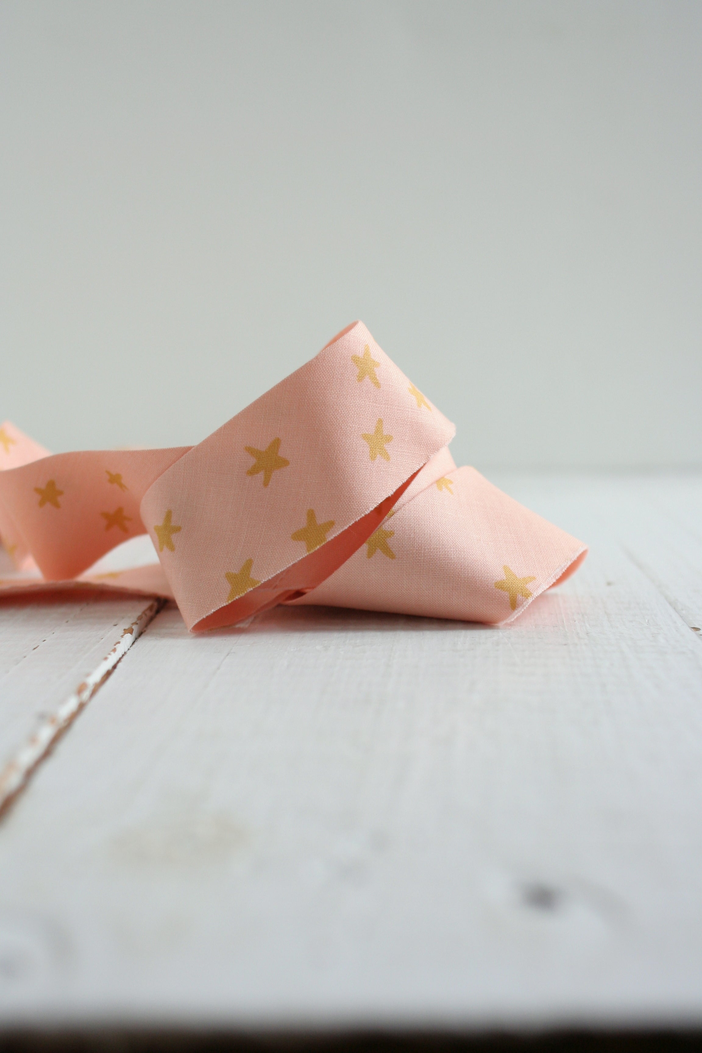SALE Starry Peach Bias Quilt Binding