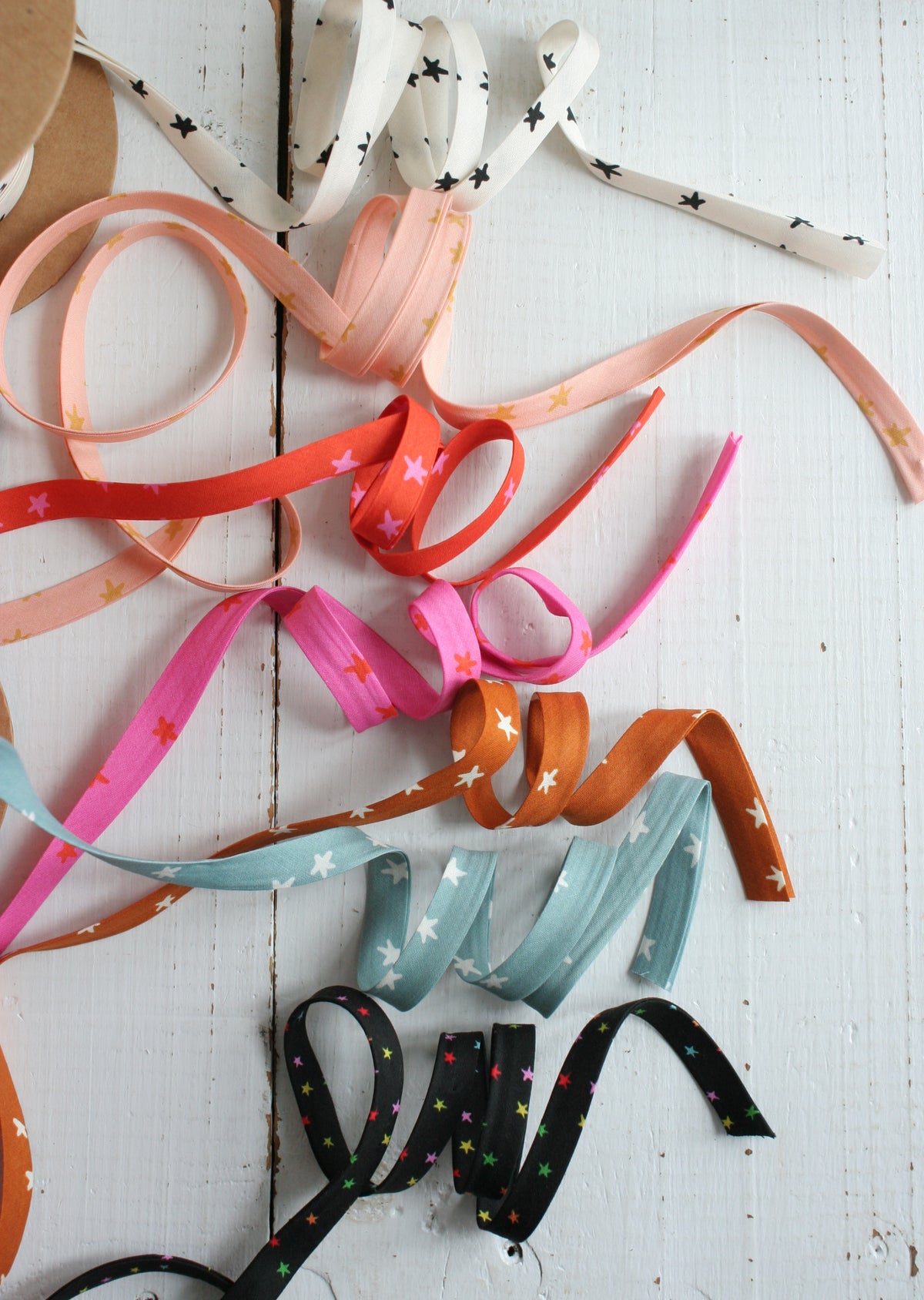 Starry Natural + Black Bias Tape Bias Quilt Binding