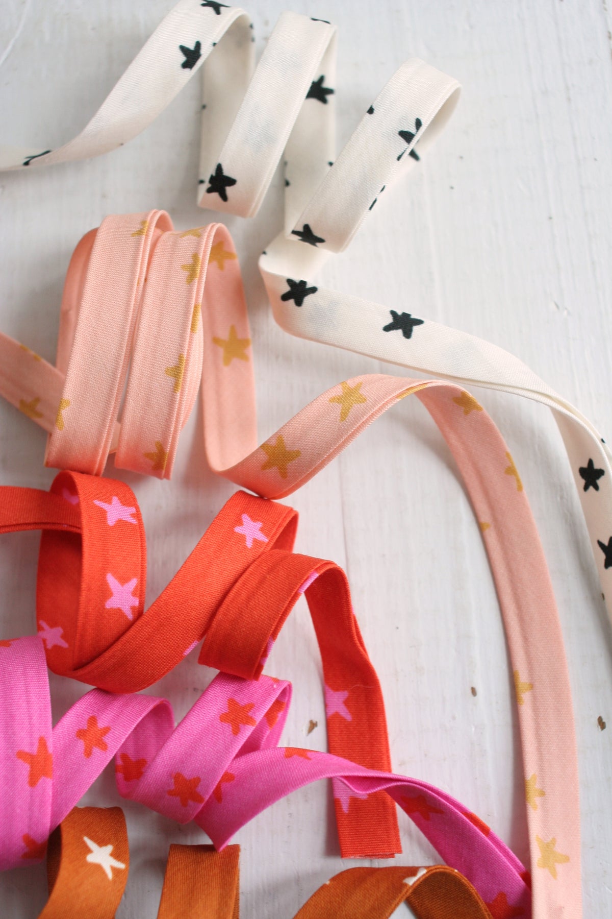 Starry Natural + Black Bias Tape Bias Quilt Binding