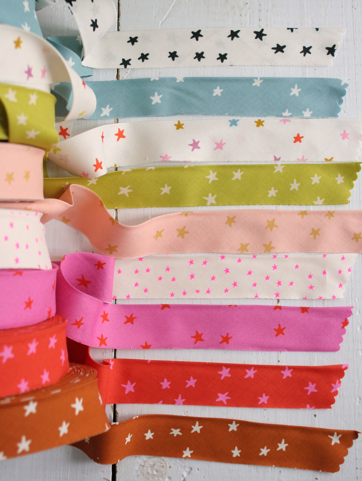 Starry Natural + Black Bias Tape Bias Quilt Binding