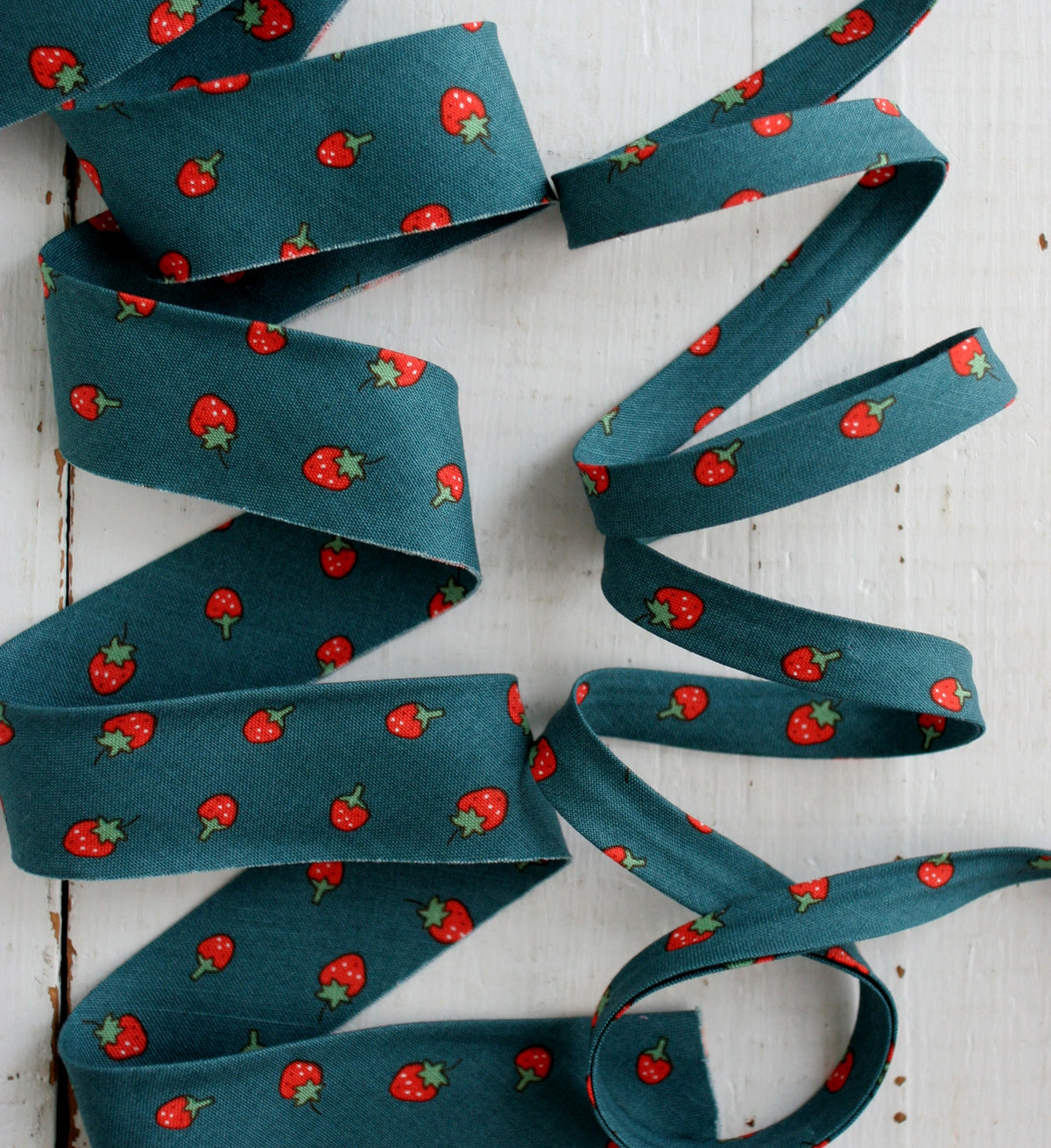 Blue Strawberries Bias Tape Bias Quilt Binding