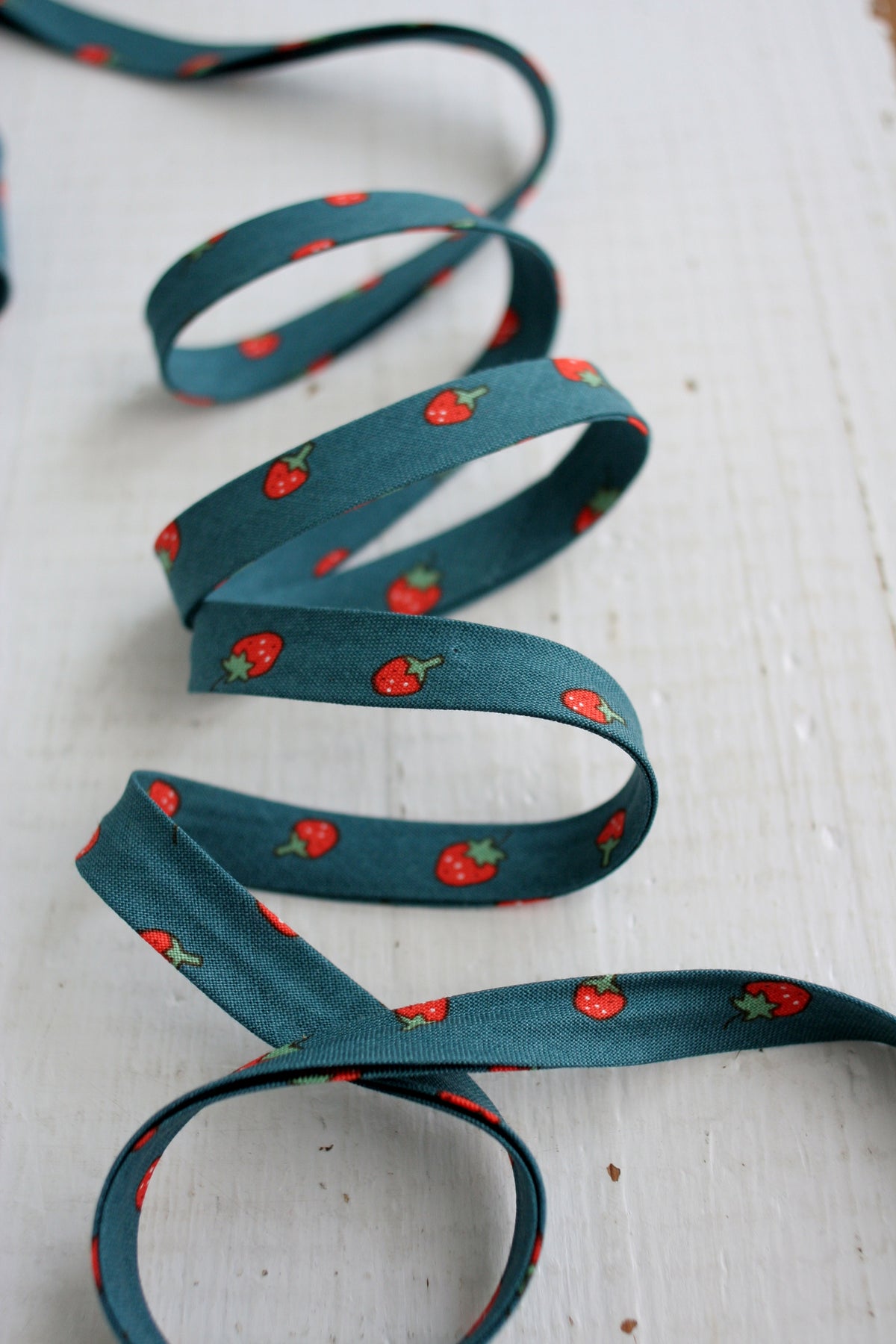 Blue Strawberries Bias Tape Bias Quilt Binding