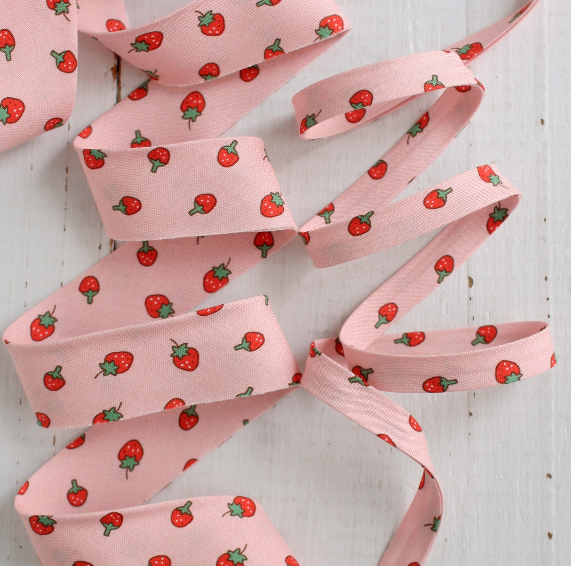Pink Strawberries Bias Tape Bias Quilt Binding