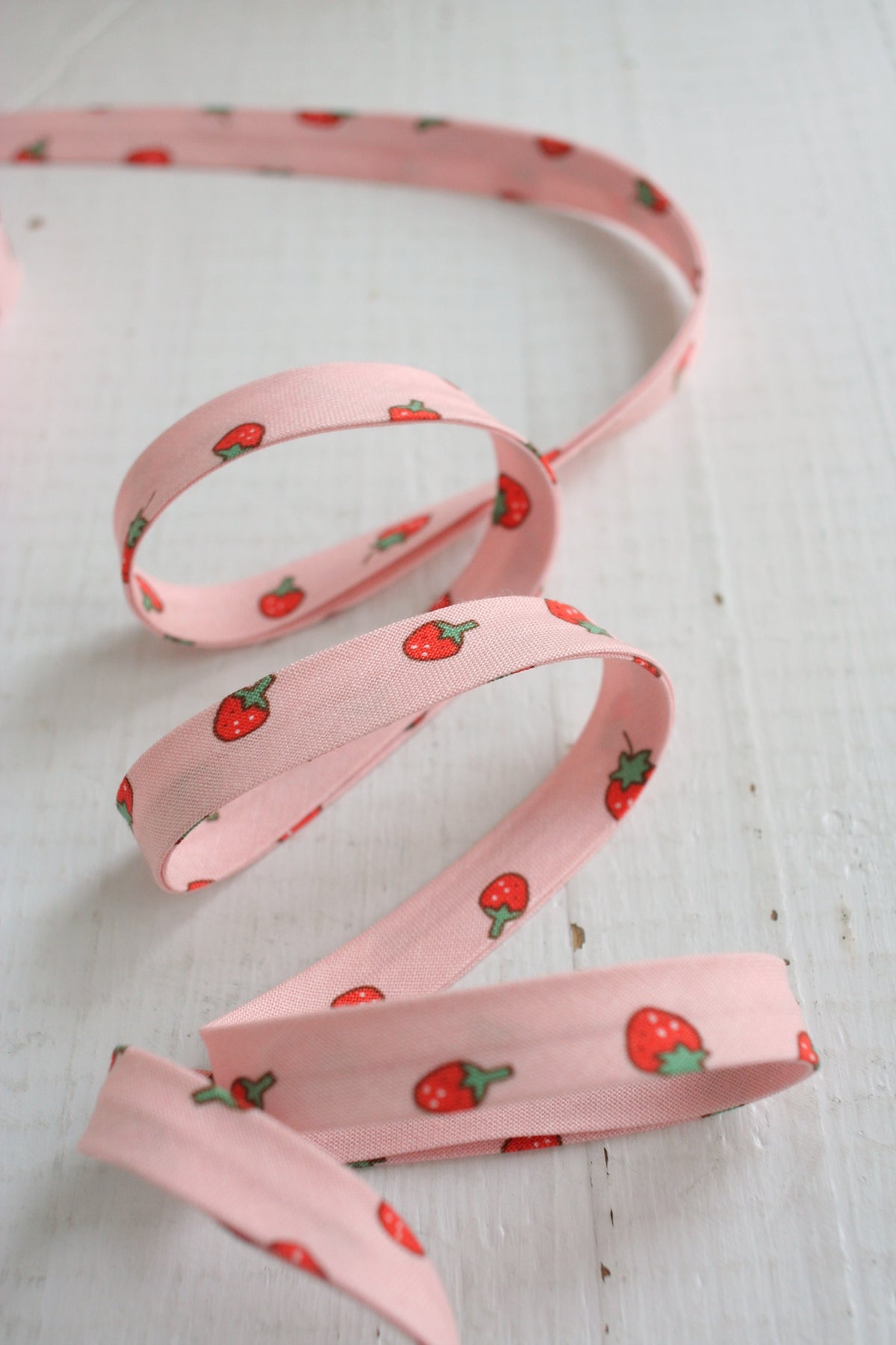 Pink Strawberries Bias Tape Bias Quilt Binding