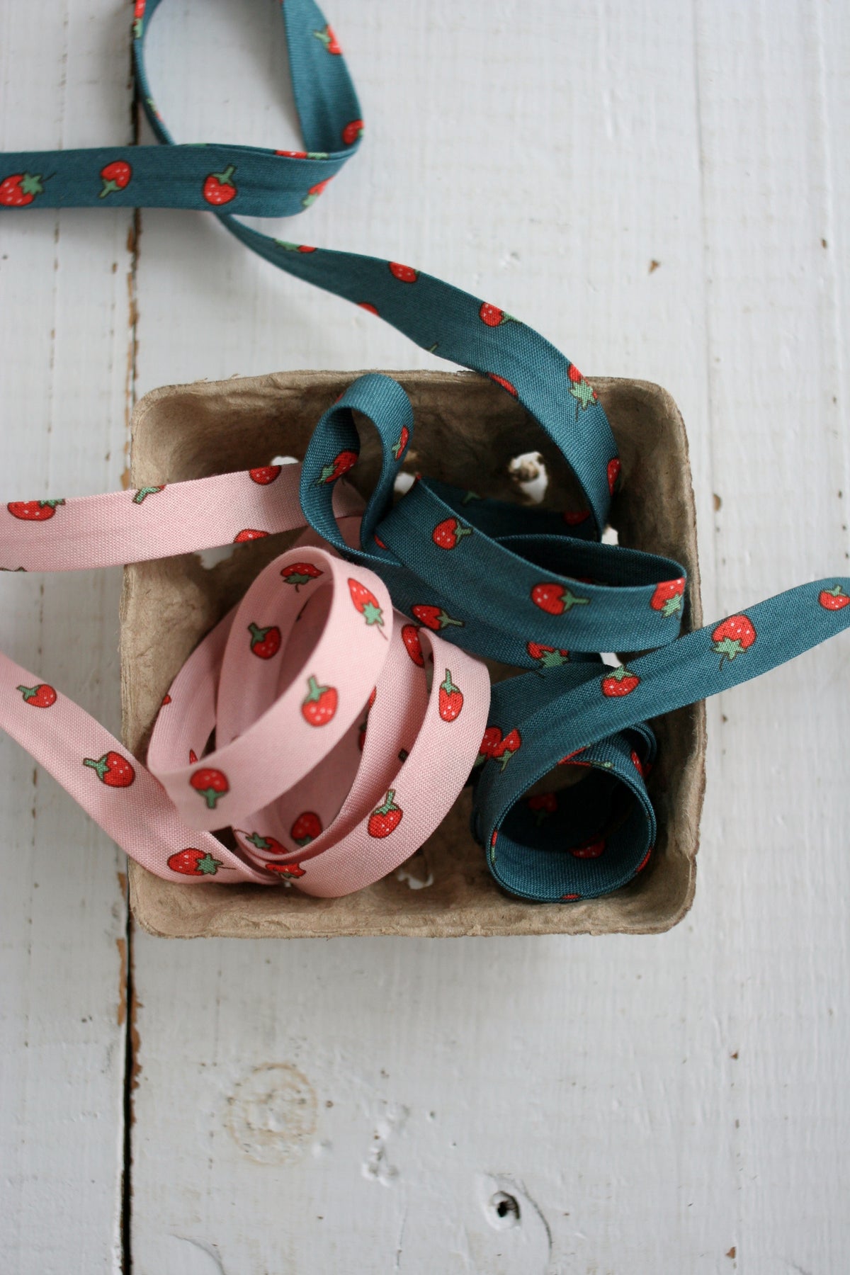 Blue Strawberries Bias Tape Bias Quilt Binding