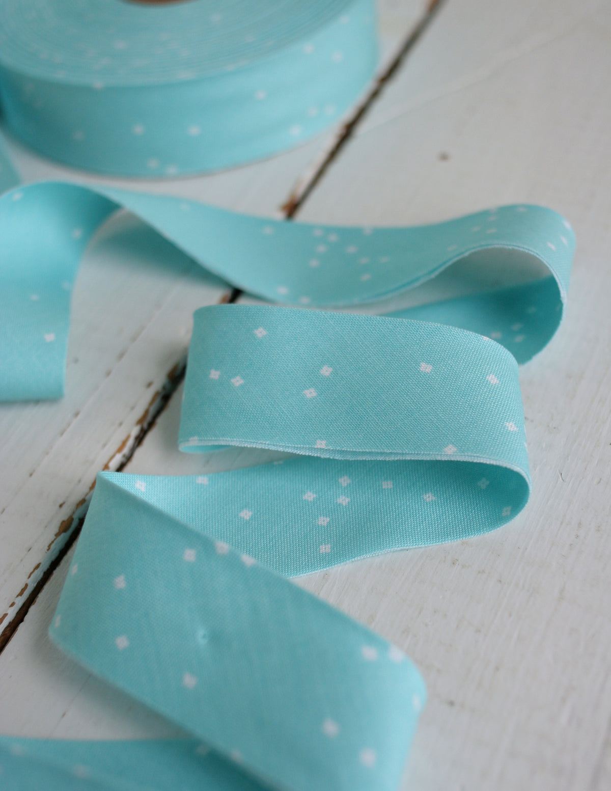 Aqua Dot Bias Quilt Binding