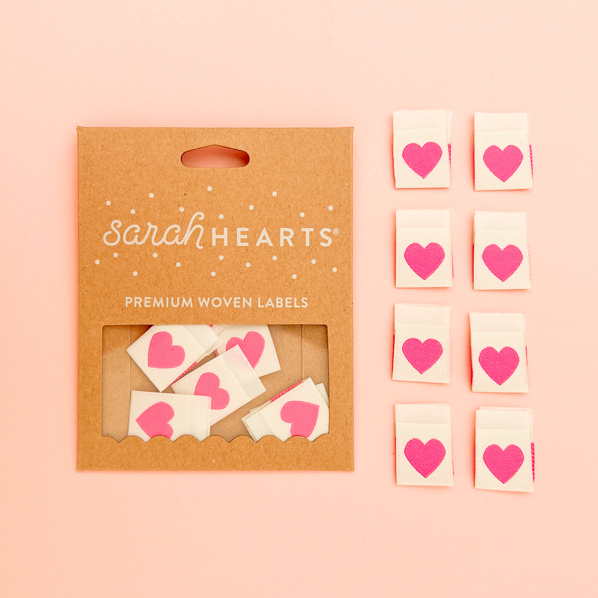 Sarah Hearts Quilt Label - Pink Hearts